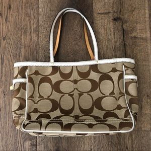 Coach Khaki Canvas Shoulder Tote Bag